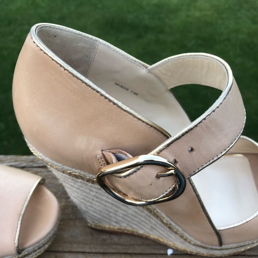 Rachel Zoe peep toe nude wedge buckle heels, size 7.5 - Picture 6 of 12